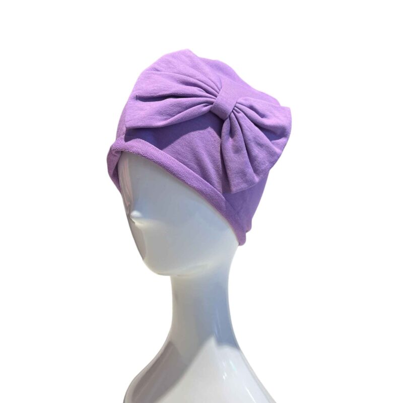 CAPPELLO COTONE - LILLA CON FIOCCO LILLA