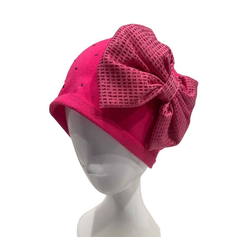 CAPPELLO COTONE - FUCSIA CON FIOCCO FUCSIA