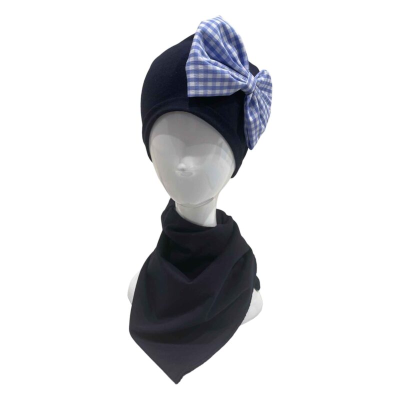 CAPPELLO COTONE - BLU CON FIOCCO VICHY